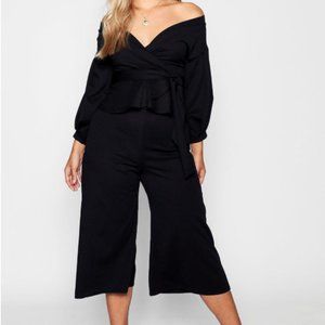 NWT PLUS SIZE Black Wrap Top & Culotte Co-Ord